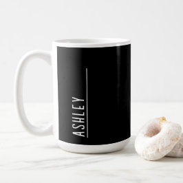 Caneca De Café Monograma personalizado, nova linha preta