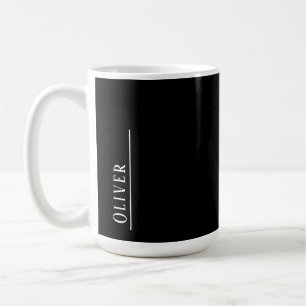 Caneca De Café Monograma personalizado, preto e branco moderno