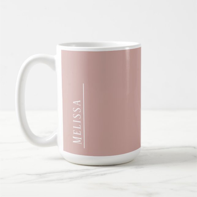 Caneca De Café Monograma personalizado, rosa bege moderno (Esquerda)