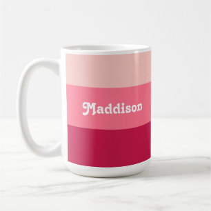Caneca De Café Monograma personalizado, tipografia retrô rosa bri