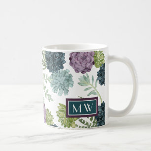 Caneca De Café Monograma Planta Felicidade Coleção de Seres Hu