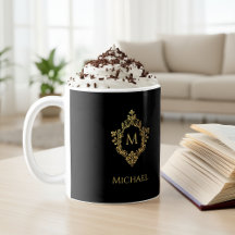 Monograma Preto e Dourado Elegante em Nome de Cris