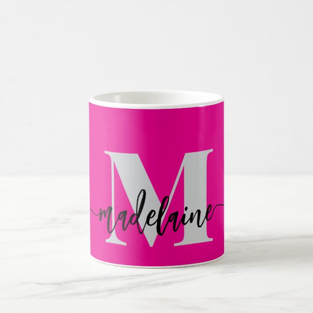 Caneca De Café Monograma preto-rosa-rosa (Centro)