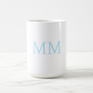 Caneca De Café Monograma Profissional Minimalista Azul e Branco