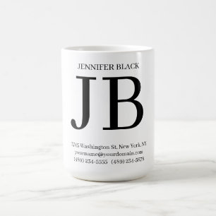 Caneca De Café Monograma Profissional Preto Branco