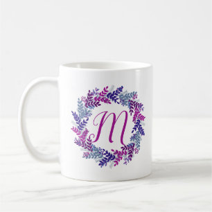 Caneca De Café Monograma Puro Rosa Vermelhidão Natal Inicial
