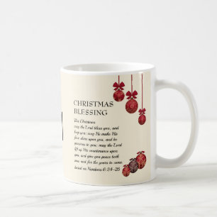 Caneca De Café Monograma que o senhor te abençoe   Natal