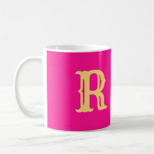 Caneca De Café Monograma quente rosa divertido