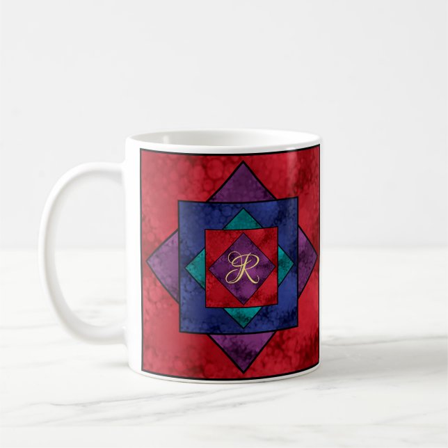 Caneca De Café Monograma Quilt Square (Esquerda)