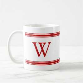 Caneca De Café Monograma Red Stripe Personalizada