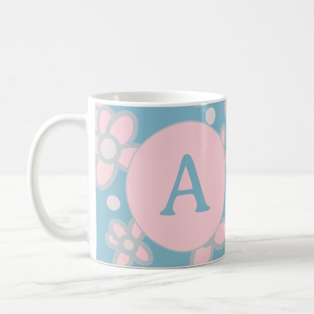 Caneca De Café Monograma Retro Pastel (Esquerda)