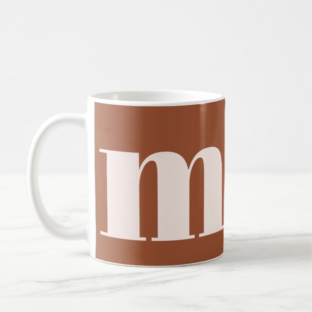 Caneca De Café Monograma Retro Personalizado com Terracotta Boho (Esquerda)