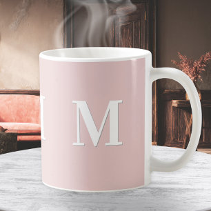 Caneca De Café Monograma Rosa Elegante