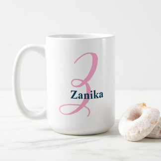 Caneca De Café Monograma Rosa Personalizado - Letra Z Nome Person