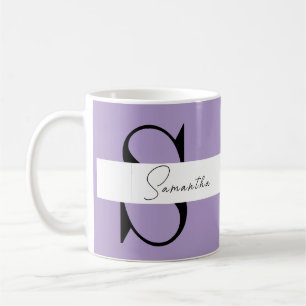 Caneca De Café Monograma Roxo Elegante Personalizado