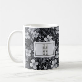 Caneca De Café Monograma Silver - Letra Floral Watercolor