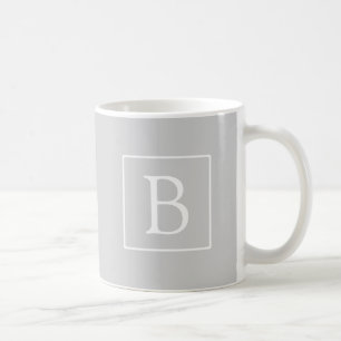 Caneca De Café Monograma Simples Cinza Claro