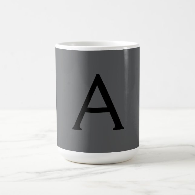 Caneca De Café Monograma Simples Cinza Clássico Adicionar Nome In (Centro)