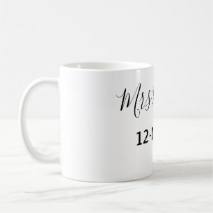 Caneca De Café monograma simples mínimo sra Sr nome data ano Thro