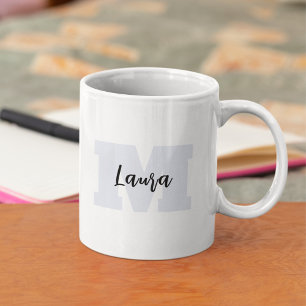 Caneca De Café Monograma Simples Moderno Personalizado