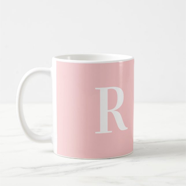 Caneca De Café Monograma Simples Moderno Rosa (Esquerda)
