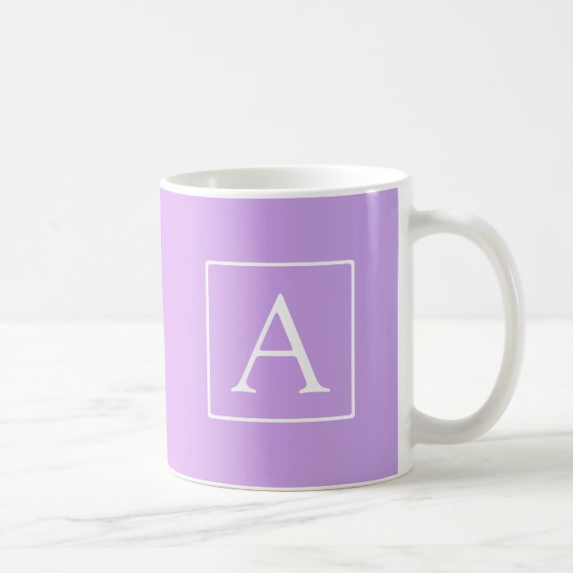 Caneca De Café Monograma Simples | Ombre Rosa/Roxo Sutil (Direita)