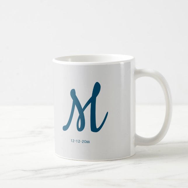 Caneca De Café monograma simples personalizado adicione seu nome  (Direita)