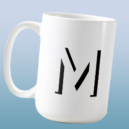 Caneca De Café Monograma Simples Sombra inicial personalizada