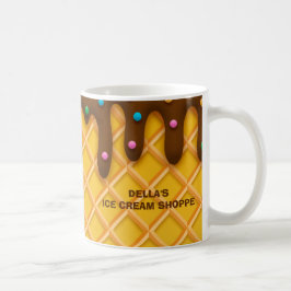 Caneca De Café Monograma Sorvete de aspersão com gota de chocolat