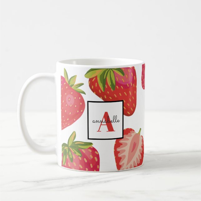 Caneca De Café Monograma — Summer Strawberry (Esquerda)