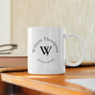 Caneca De Café monograma tipográfico - logotipo personalizado