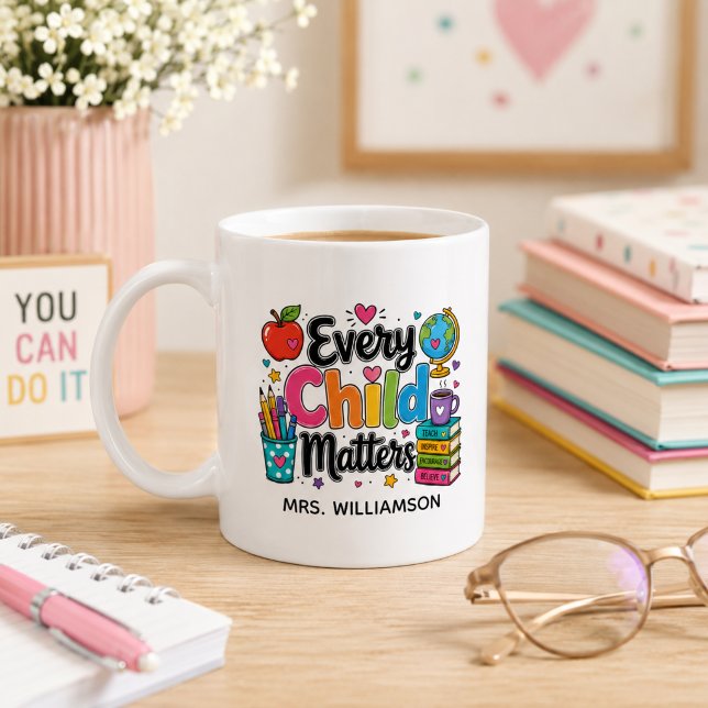 Caneca De Café Monograma 'Toda Criança Importa' Professor  (Criador carregado)