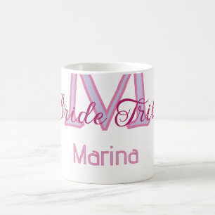 Caneca De Café Monograma tribo da noiva vermelho simples mini chá
