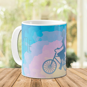 Caneca De Café Monograma Triplo de Menina de Bicicleta