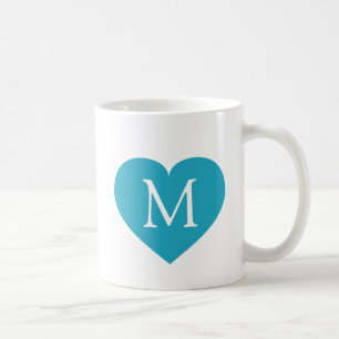 Caneca De Café Monograma Turquoise Heart