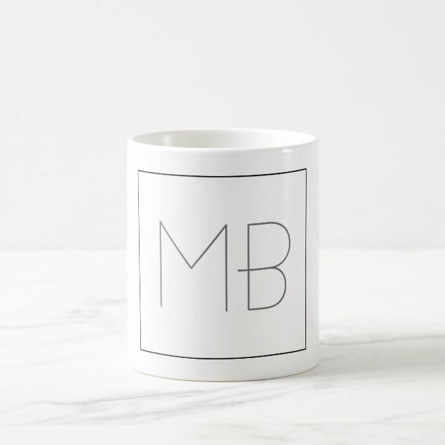Caneca De Café Monograma Único Elegante Branco (Centro)