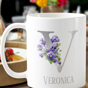 Caneca De Café Monograma V prata
