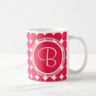 Caneca De Café Monograma vermelho das bolinhas