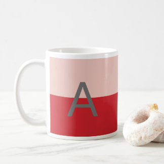 Caneca De Café Monograma Vermelho e Rosa Simples Moderno