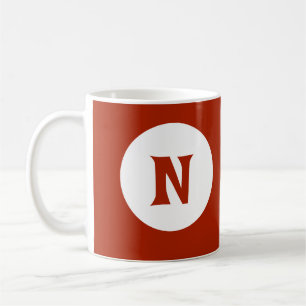 Caneca De Café Monograma Vermelho Escuro Incrível Inicial