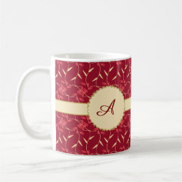Caneca De Café Monograma Vermelho Regal Cheio