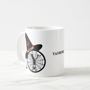 Caneca De Café Monograma Y Bruxas Aranha Seu Nome