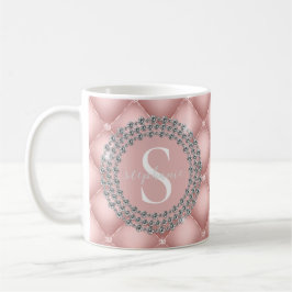 Caneca De Café Monogramas cor-de-rosa pincelados com tons de cinz