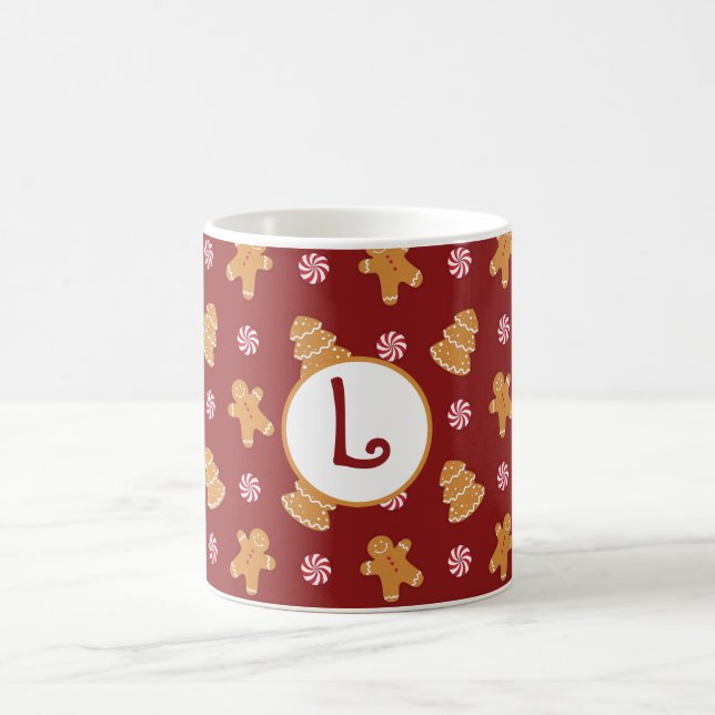 Caneca De Café Monogramas Gingerbread Cookie Christmas Mug (Centro)