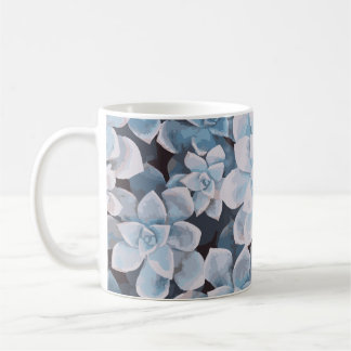 Caneca De Café Monotone Blue Succulent Mug
