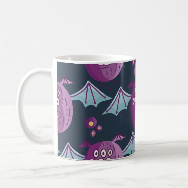 Caneca De Café Monster Bats: Belo Vintage Cartoon (Esquerda)