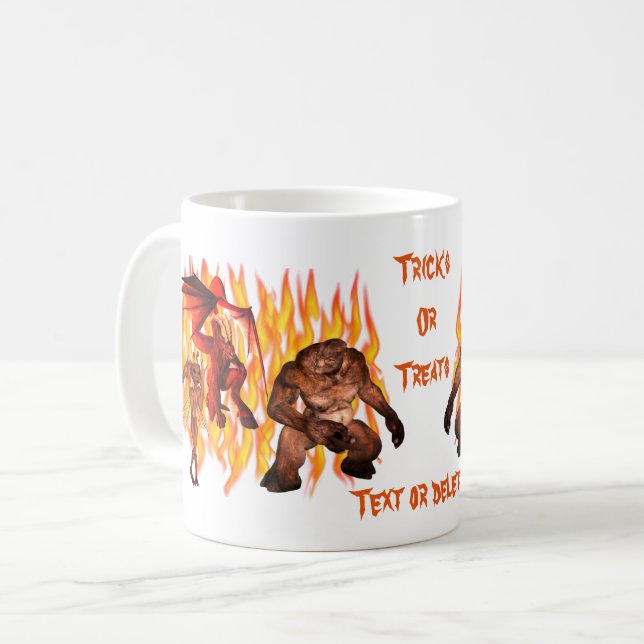 Caneca De Café Monster Gremlin Flames Halloween Personalizado (Frente Esquerda)