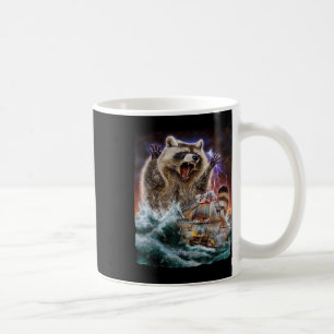 Caneca De Café Monster Raccoon Como Kraken Ataca Um Navio De Guer