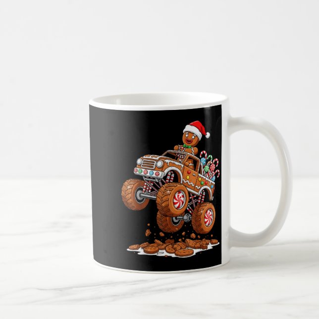Caneca De Café Monster Truck Gingerbread Man Funny Christmas Baki (Direita)