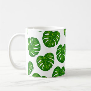 Caneca De Café Monstera tropical verde deixa padrão